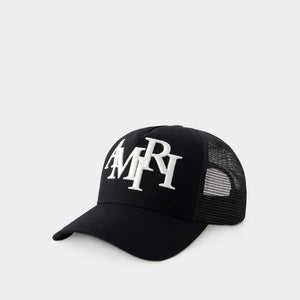 AMIRI Staggered Logo Trucker Cap Cotton Black image 1