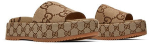 Gucci Wmns GG Lame Platform Slide Sandal 'Camel Monogram image 2