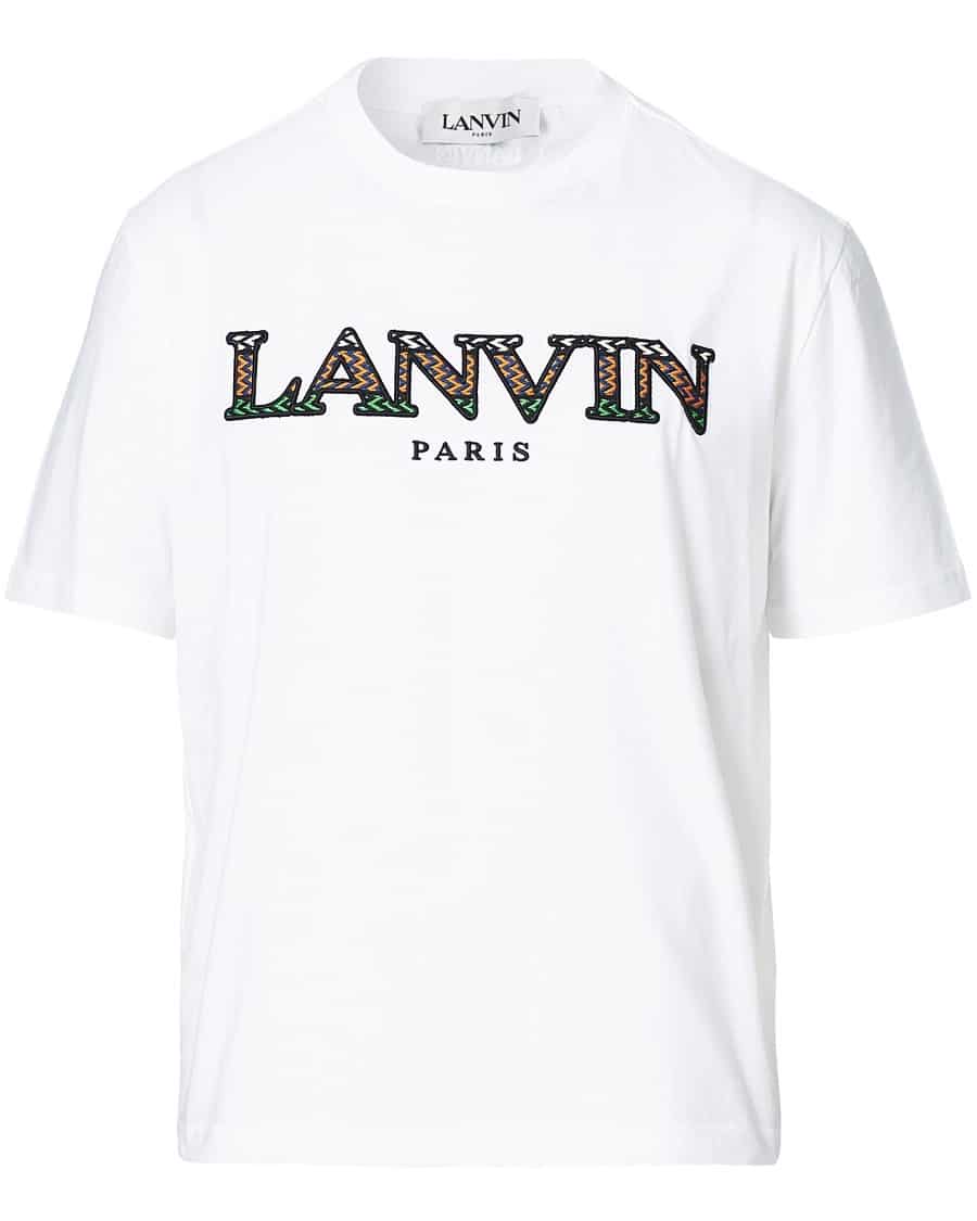 Lanvin Men's Curb Embroidered T-Shirt in Optic White image 0