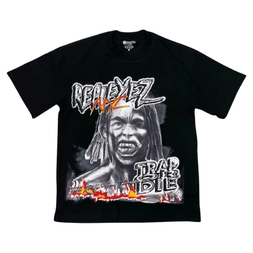 REALEYEZ 'NYC Trap or Die / Take Risks And Prosper' Oversized Tee Black image 0