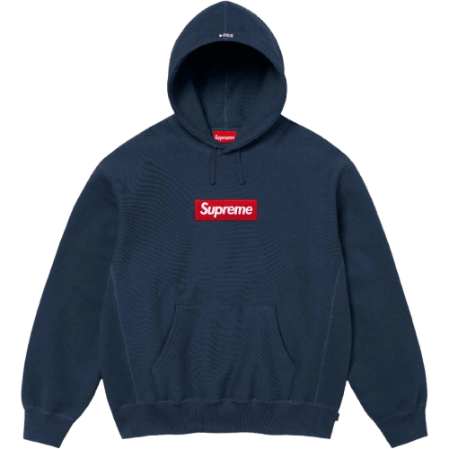 Supreme Box Logo Pullover Hooded Sweatshirt Navy Blue image 0