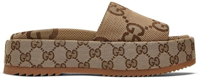 Gucci Wmns GG Lame Platform Slide Sandal 'Camel Monogram image 0