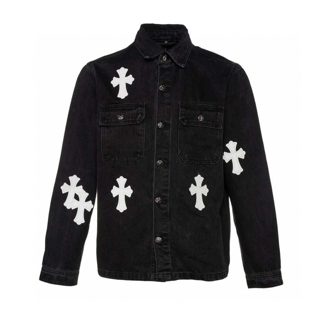 CH CROSS LEATHER PATCH DENIM WORK SHIRT JACKET image 0