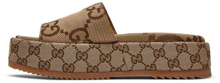 Gucci Wmns GG Lame Platform Slide Sandal 'Camel Monogram image 1