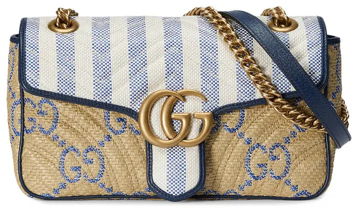 Gucci Marmont Matelassé Shoulder Bag Beige/Blue