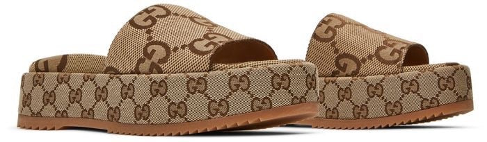 Gucci Wmns GG Lame Platform Slide Sandal 'Camel Monogram image 2